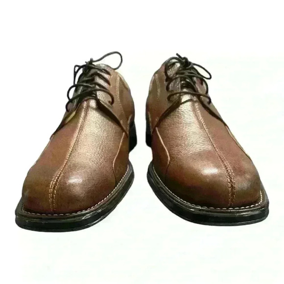 LIKE NEW BELVEDERE Bay Bridge Men's Soft Brown Pebble Leather Shoes Size 8.5D - Picture 7 of 13